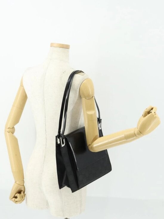 Gucci Handbags - GUCCI GG Canvas Shoulder Bag Nylon Black Silver 001 3132 Auth 154414